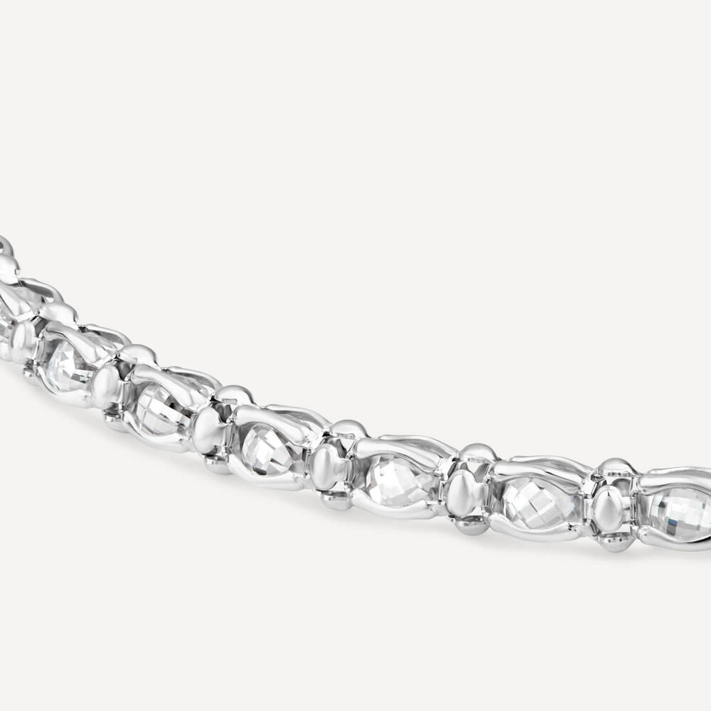 Sterling Silver Cubic Zirconia Set Rope Link Bracelet image number 2