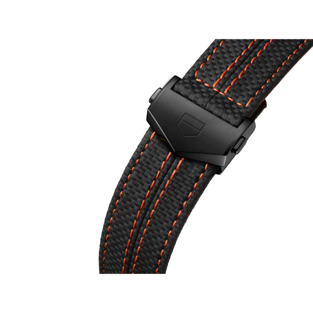 TAG Heuer Carrera Chronograph x Porsche Orange Racing 44mm Black Dial Leather Strap Watch image number 4