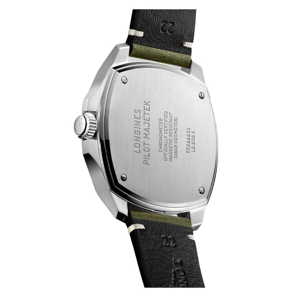 Longines Pilot Majetek 43mm Black Dial Steel Case Dark Green Strap Watch image number 1