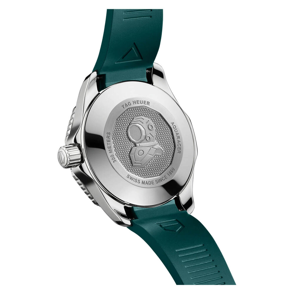 TAG  Heuer Aquaracer Professional 300 Date 36mm Green Dial Diamond Dots Rubber Strap Watch image number 2