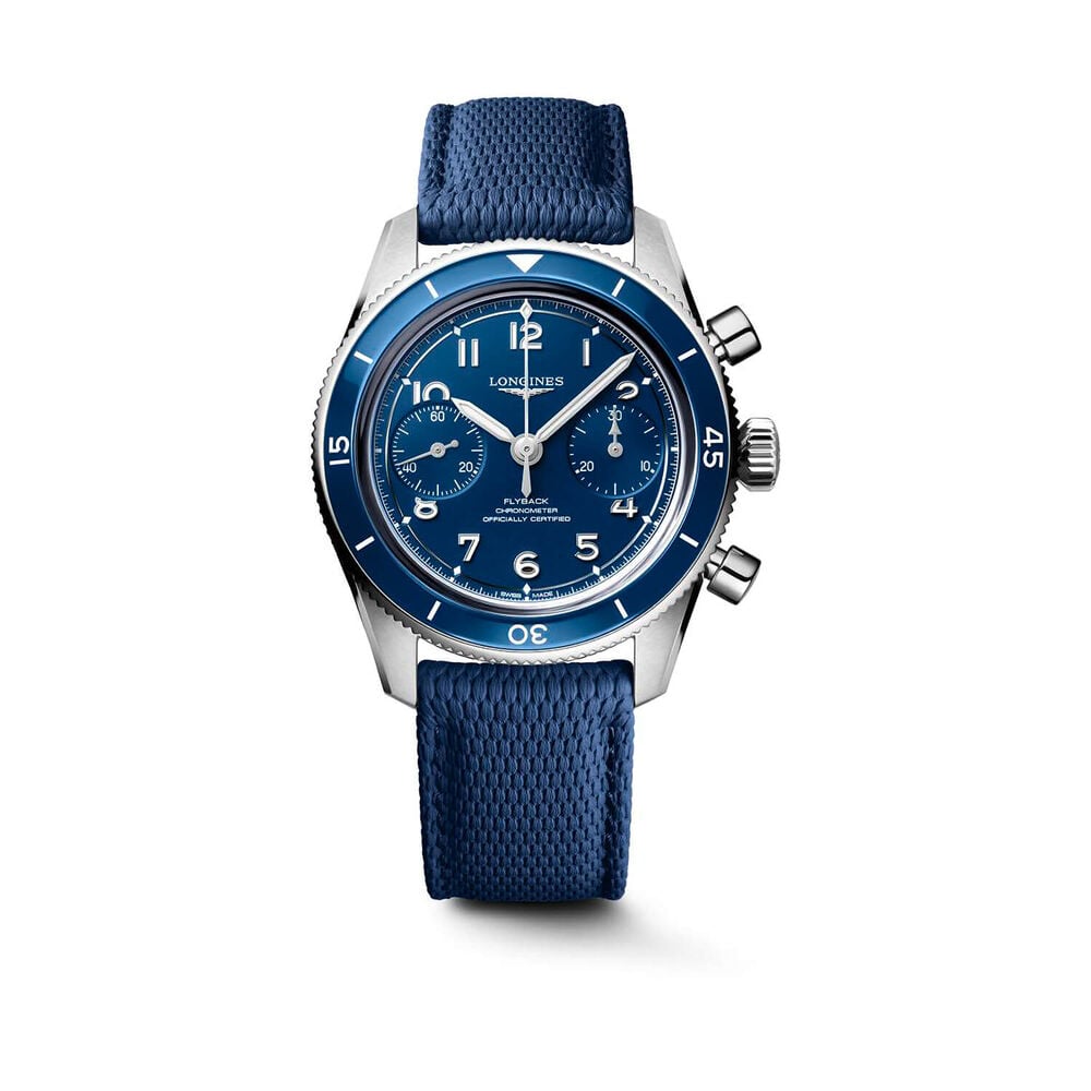 Longines Spirit Pilot Flyback 39.5mm Blue Dial & Blue Rubber Strap Watch