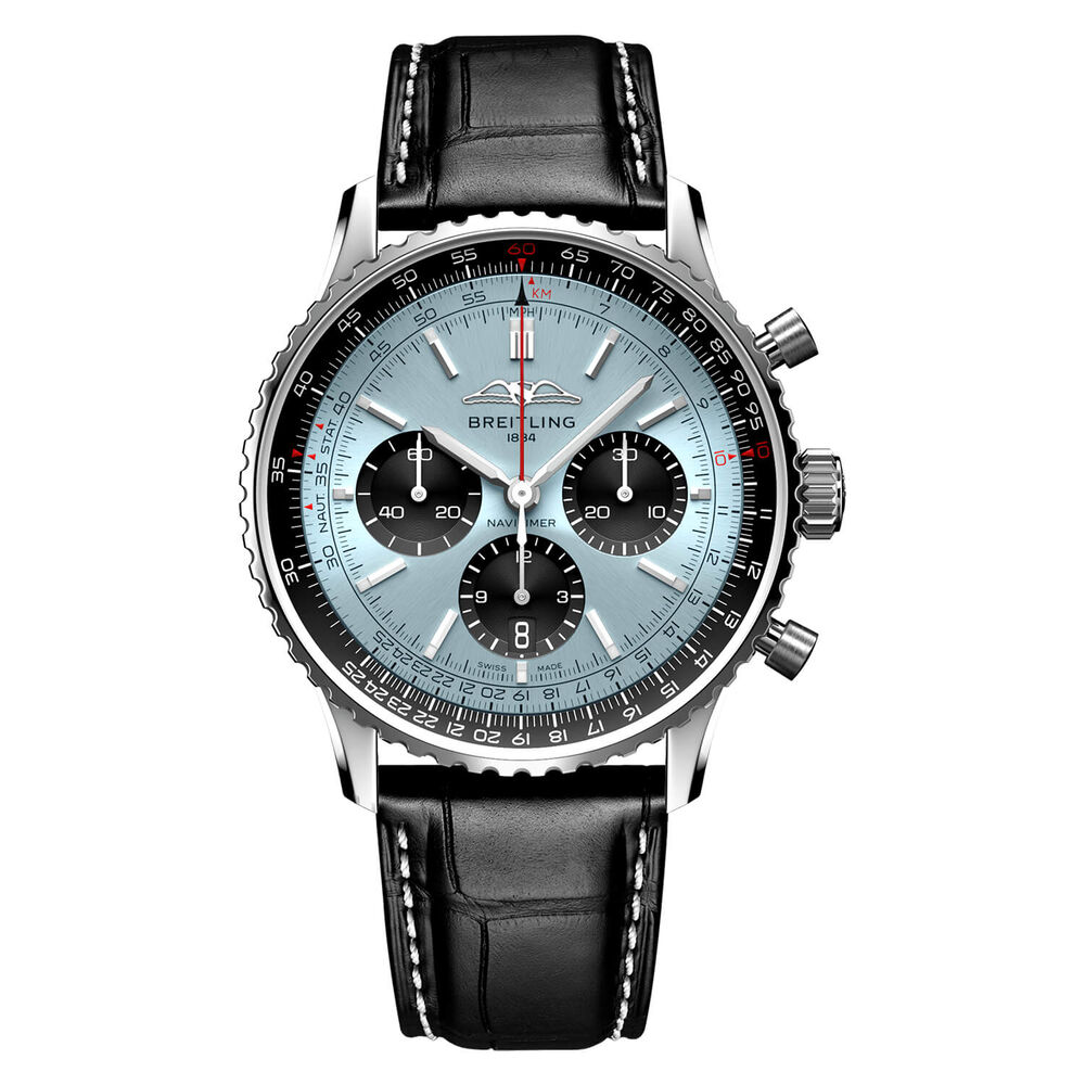 Breitling Navitimer B01 Chronograph 43 Ice Blue Dial Black Details Black Strap Watch image number 0