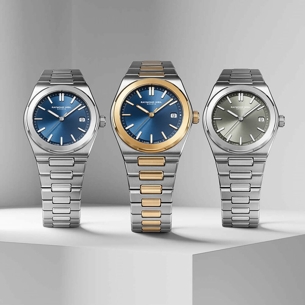 Raymond Weil A.R.T. 38mm Blue Dial Yellow Gold PVD Steel Bracelet Watch