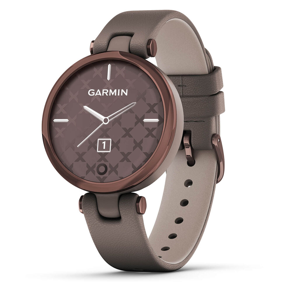 Garmin Lily Classic Dark Bronze Bezel Paloma Case Italian Leather Strap Watch