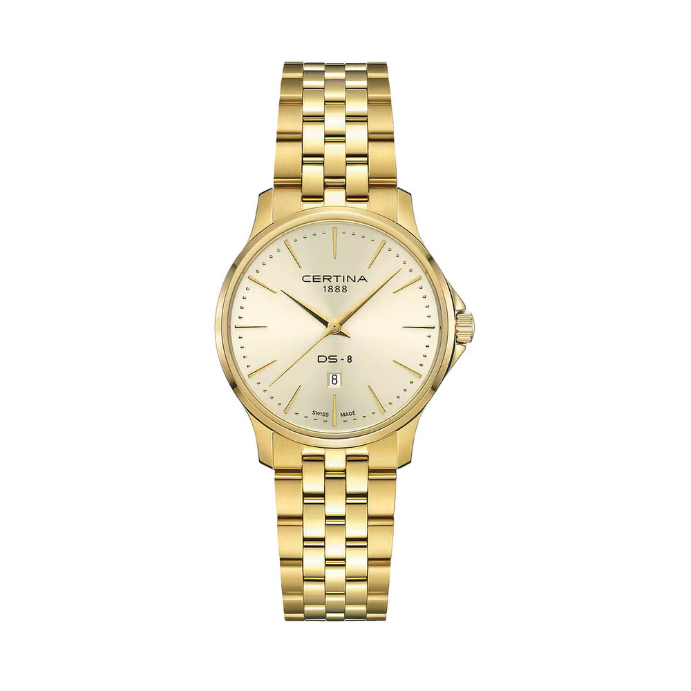 Certina DS-8 Lady 31mm Gold Dial Gold PVD Steel Bracelet Watch