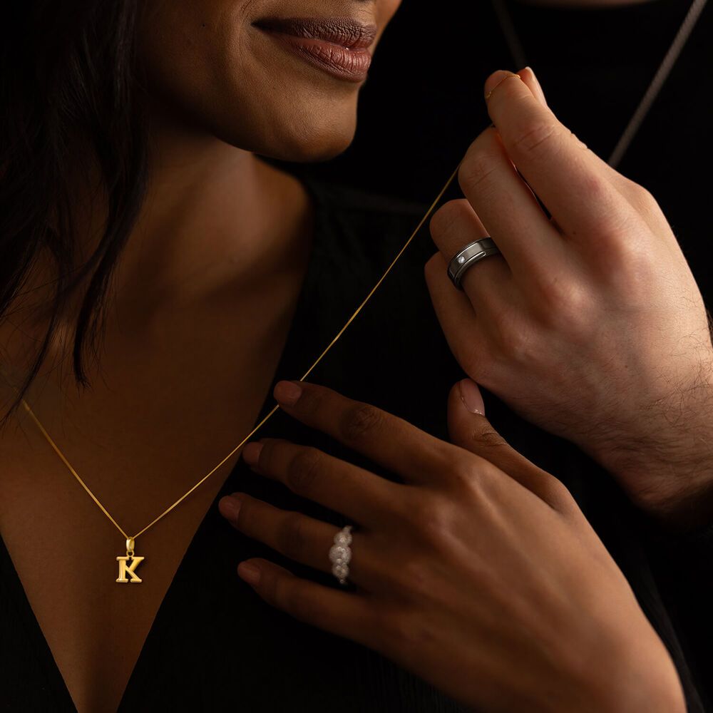 9ct Yellow Gold Plain Initial K Pendant  (Chain Included) image number 6