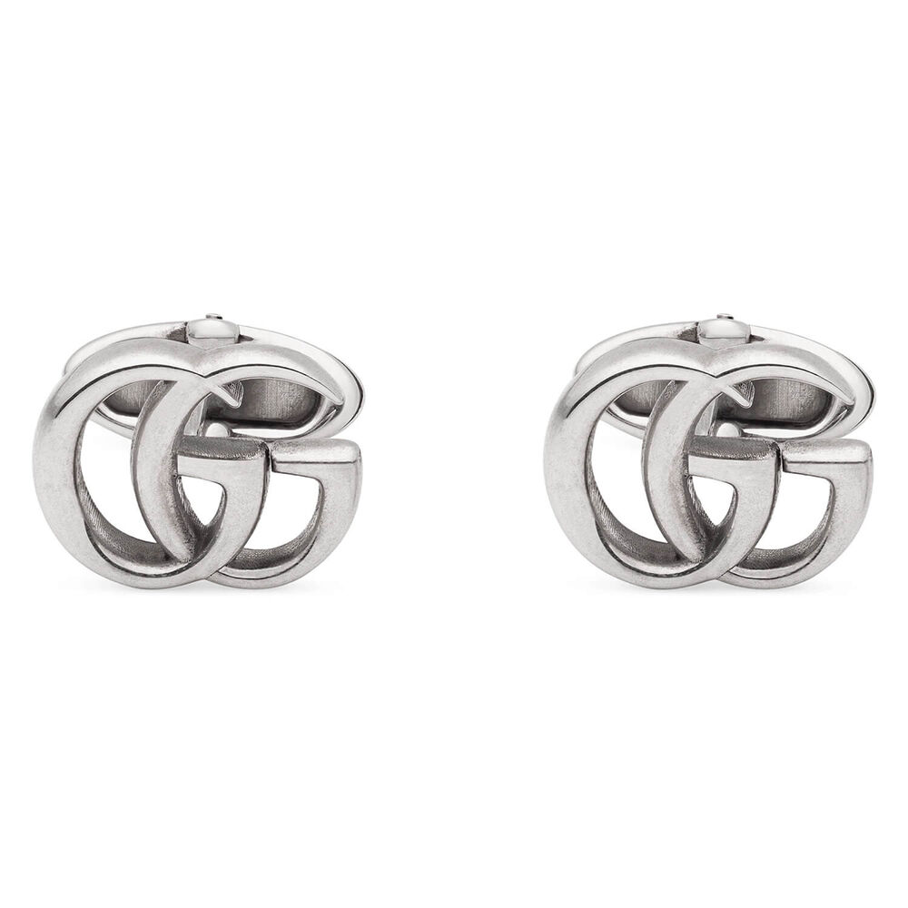 Gucci Marmont Double G Motif Stirling Silver Cufflinks