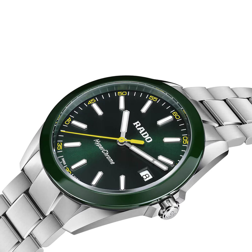 Rado HyperChrome Quartz 41.5mm Green Dial Steel Bracelet Watch image number 1