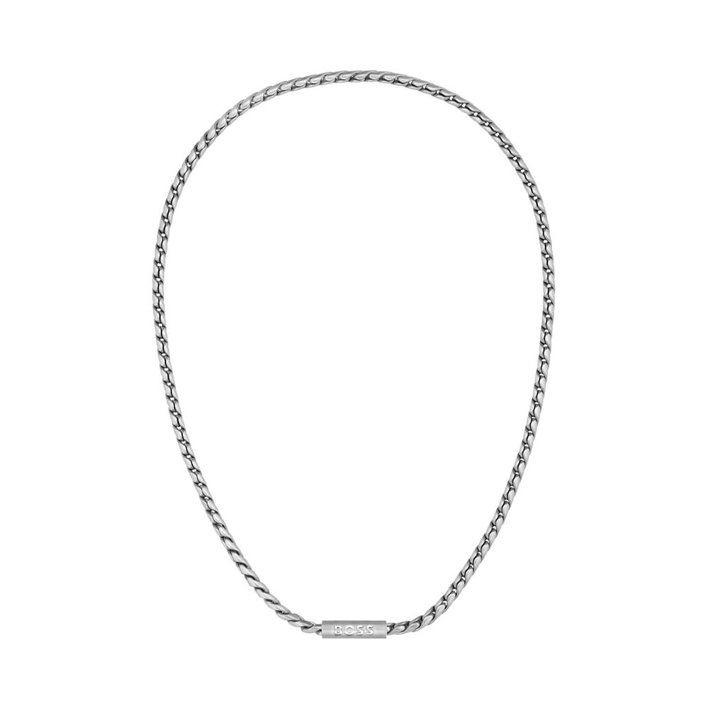 BOSS Doran Silver Tone Stainless Steel Chain Necklace