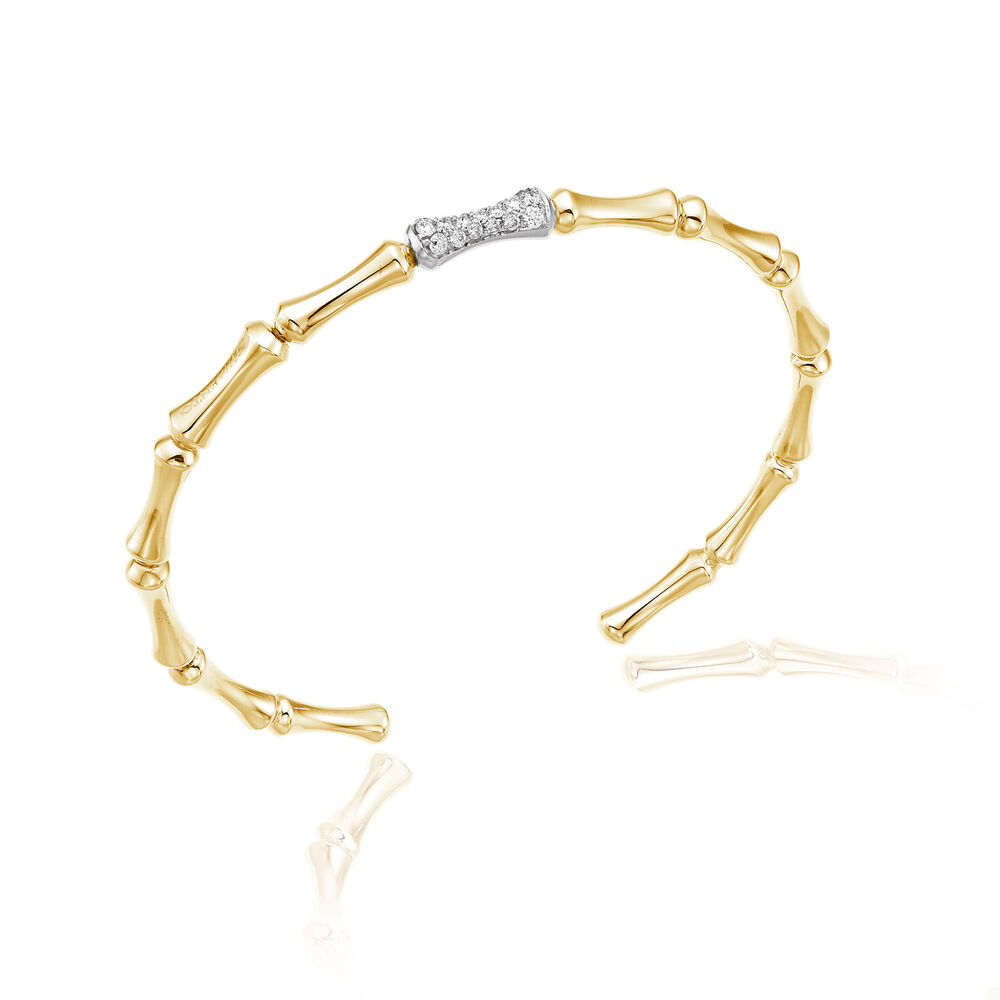 Chimento 18ct Yellow Gold and Diamond Bamboo Collection Bangle Bracelet image number 0