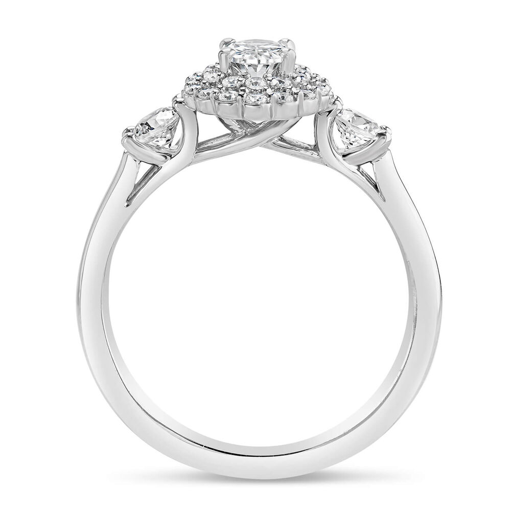 Northern Star 0.85ct Oval Diamond Double Halo 18ct White Gold Ring image number 2