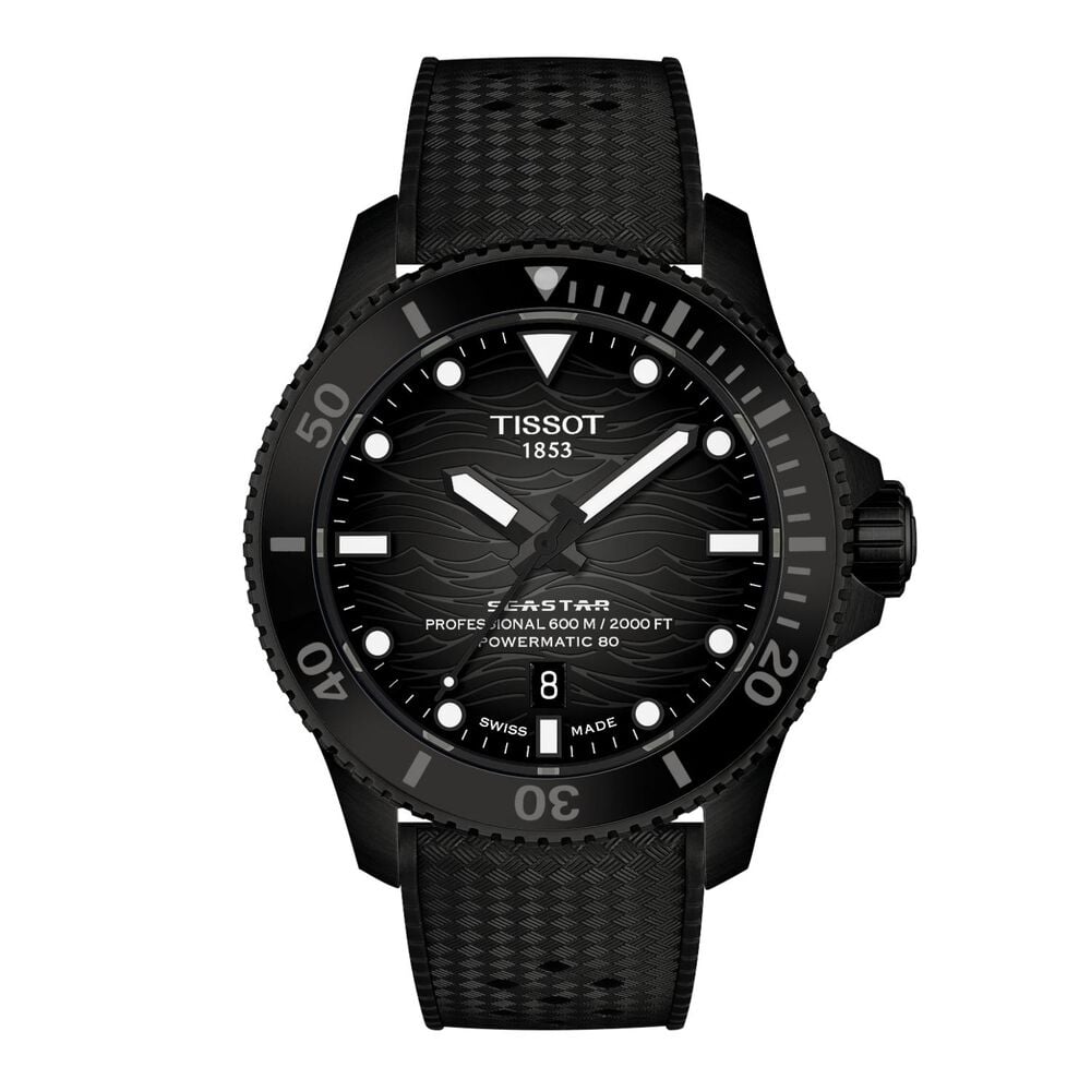 Tissot Seastar 2000 44mm Black Gradient Dial Leather Strap Watch