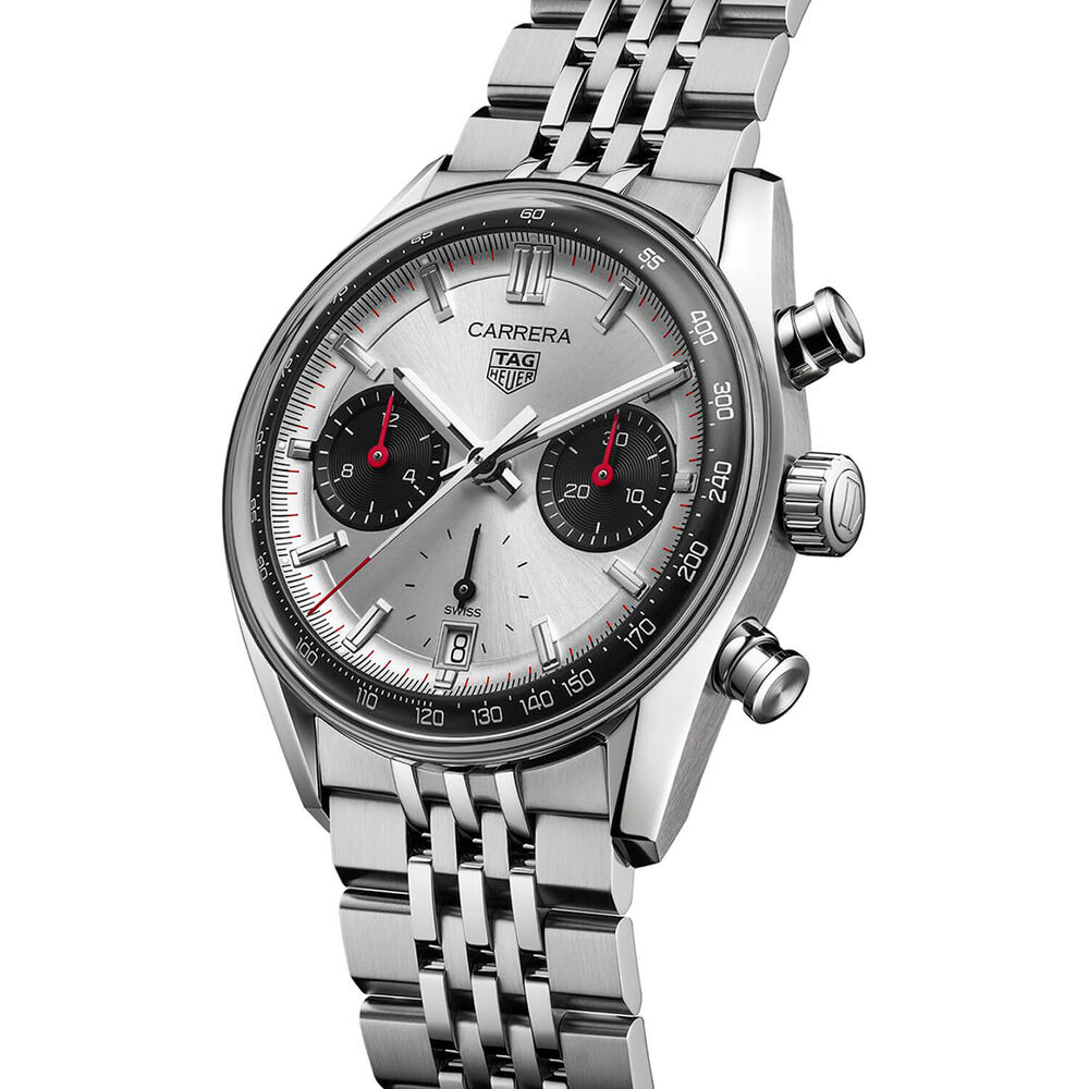 TAG Heuer Carrera Chronograph 39mm Silver Dial Steel Bracelet Watch