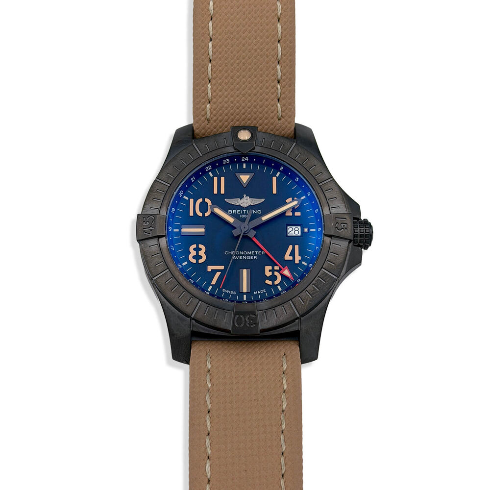 Pre-Owned Breitling Avenger Night Mission 45mm Titanium Case Beige Leather Strap Watch image number 0