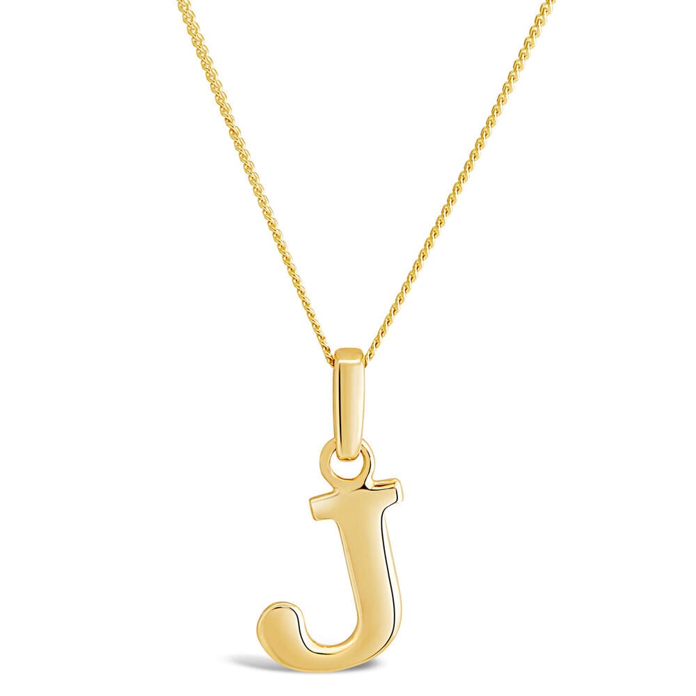 9ct Yellow Gold Plain Initial J Pendant (Special Order) (Chain Included) image number 0