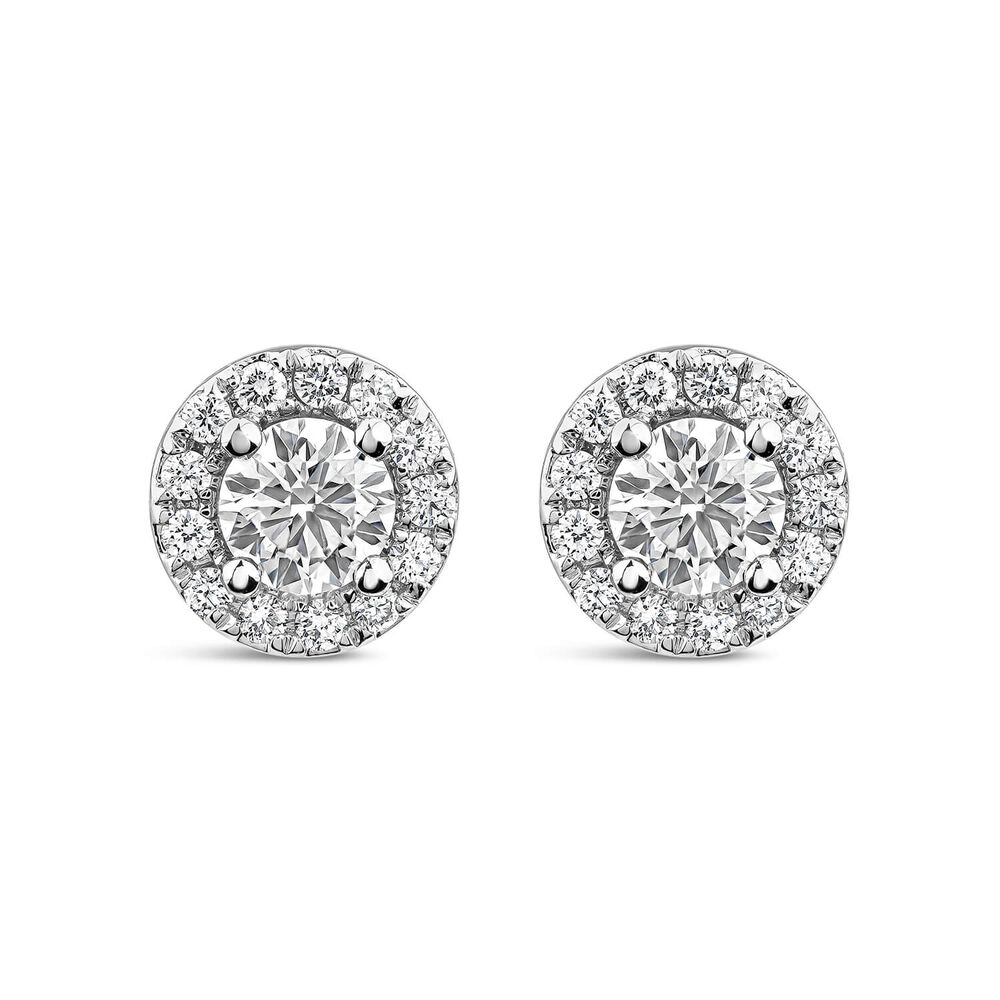 Born 9ct White Gold Lab Grown 0.82ct Diamond Halo Stud Earrings