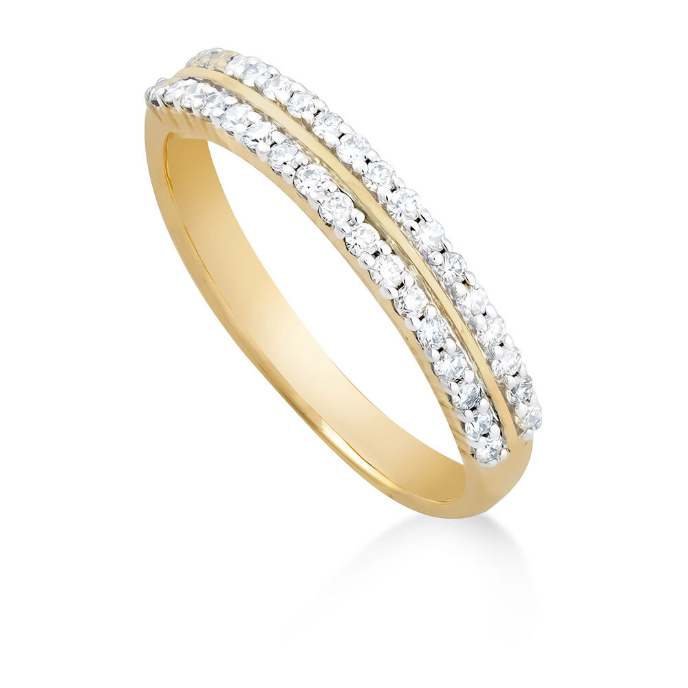 Ladies' 9ct gold 0.25 carat diamond two row wedding ring image number 0