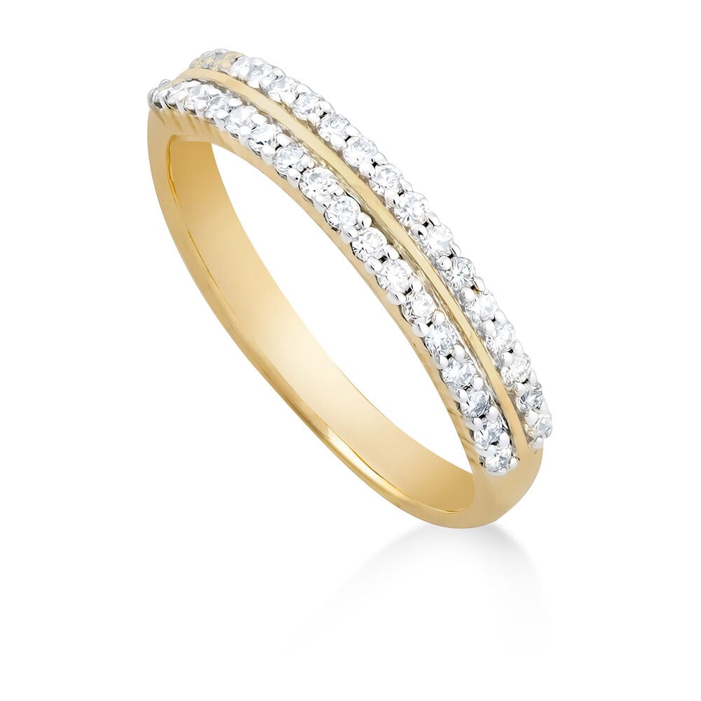 Ladies' 9ct gold 0.25 carat diamond two row wedding ring