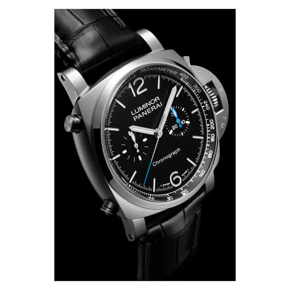 Panerai Luminor 44mm Chrono Black Dial Strap Watch image number 3