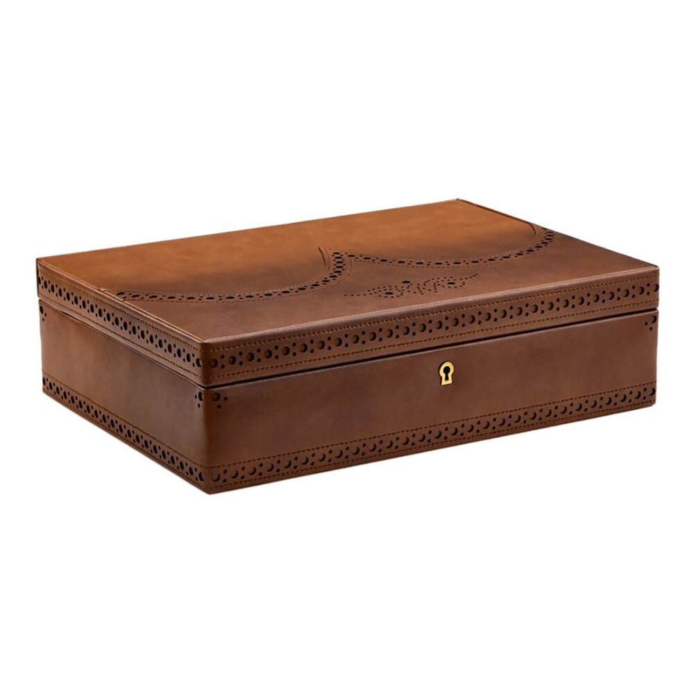 WOLF Brogue 10 Pc Burnished Brown Watch Box