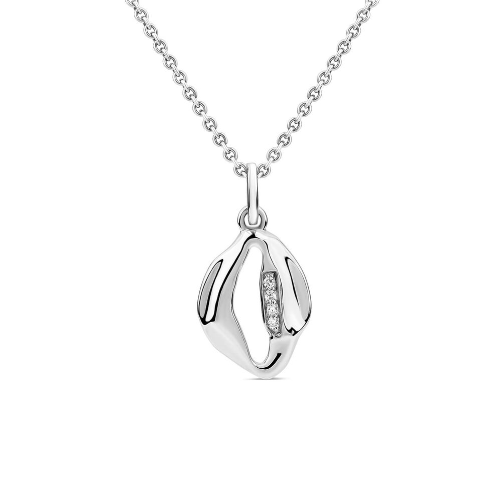 Sterling Silver Cubic Zirconia Set Open Shape Pendant image number 0