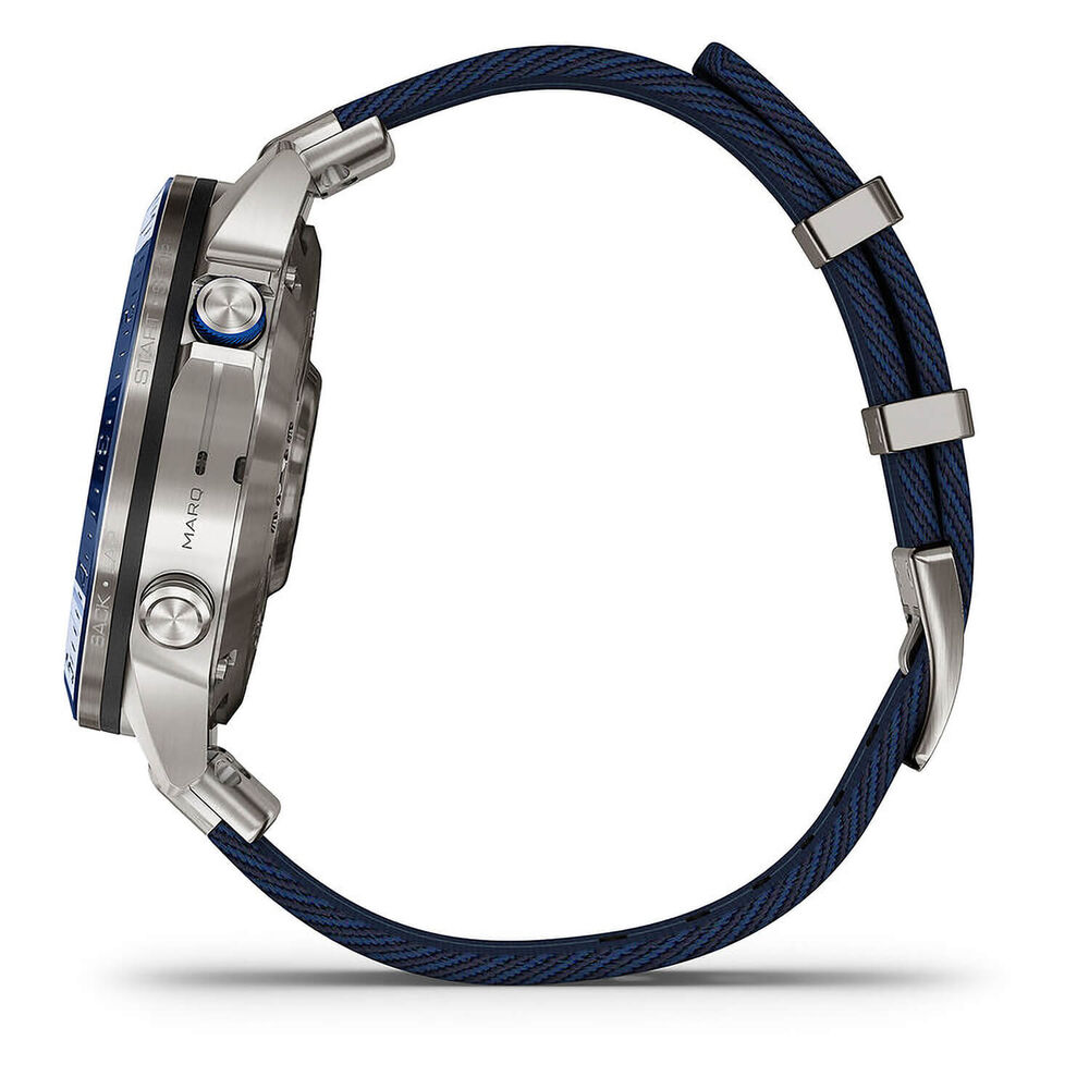 Garmin MARQ® Captain (Gen 2) 46mm Titanium Case Blue Ceramic Bezel Strap Watch image number 5
