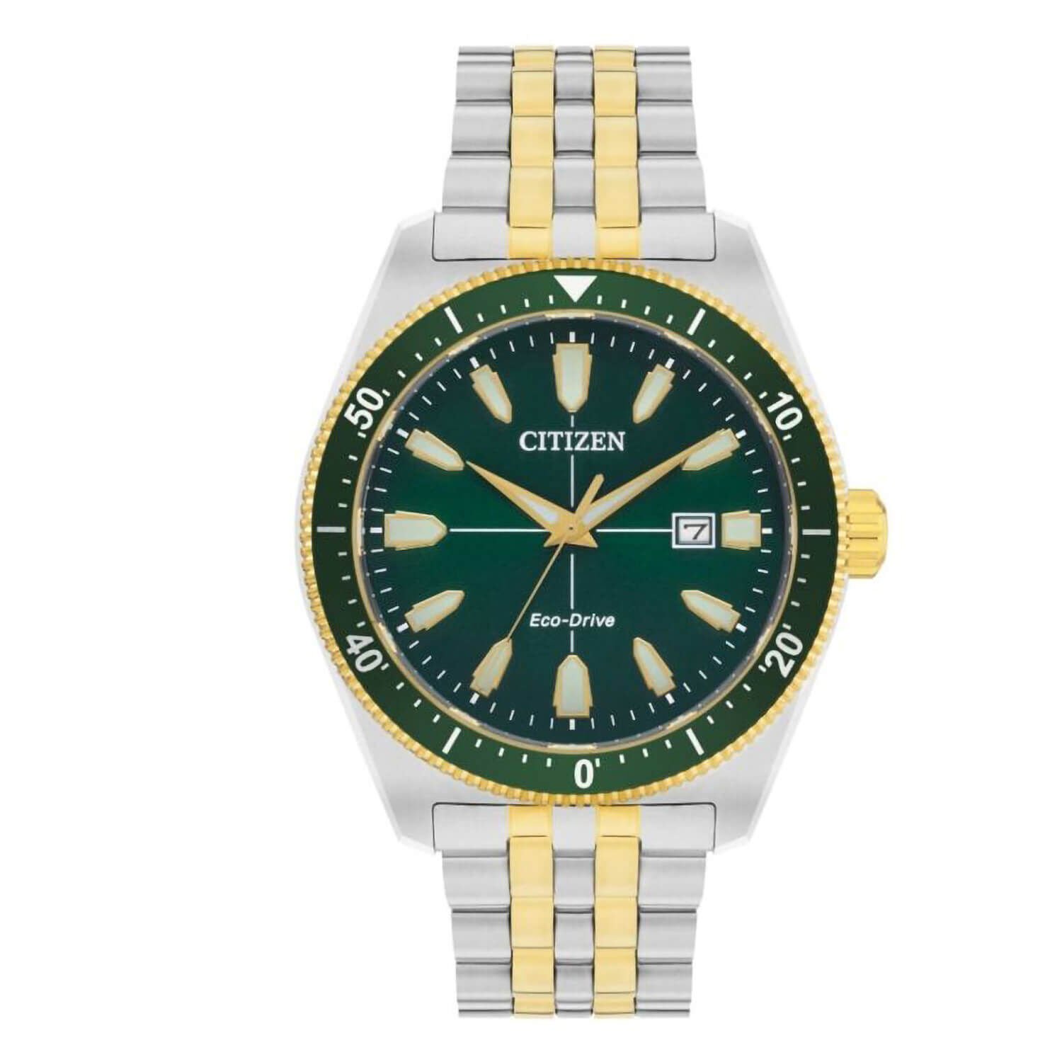 Citizen Eco Drive Vintage 45mm Green Dial Two Tone Bracelet