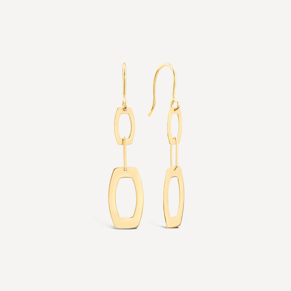 9ct Yellow Gold 2 Open Polished Oval Drop Earrings