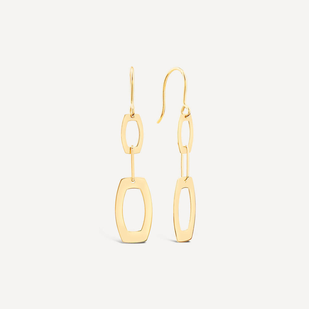 9ct Yellow Gold 2 Open Polished Oval Drop Earrings image number 1