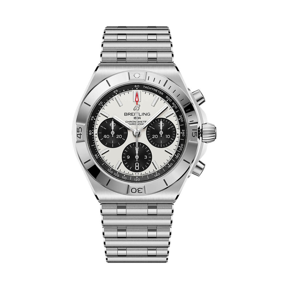 Breitling Chronomat B01 Chronograph 42mm White Dial Steel Rouleaux Bracelet Watch
