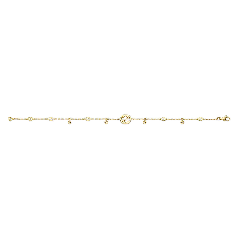 Gucci Interlocking Yellow Gold Diamond Bracelet (Size M, 6.7") image number 2