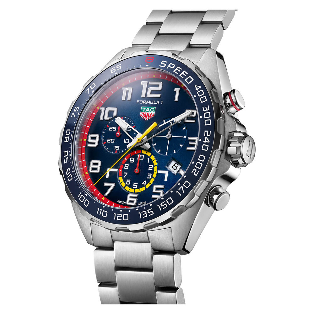 TAG Heuer Formula 1 Red Bull Quartz 43mm Chronograph Blue Dial Steel Case Bracelet Watch image number 3