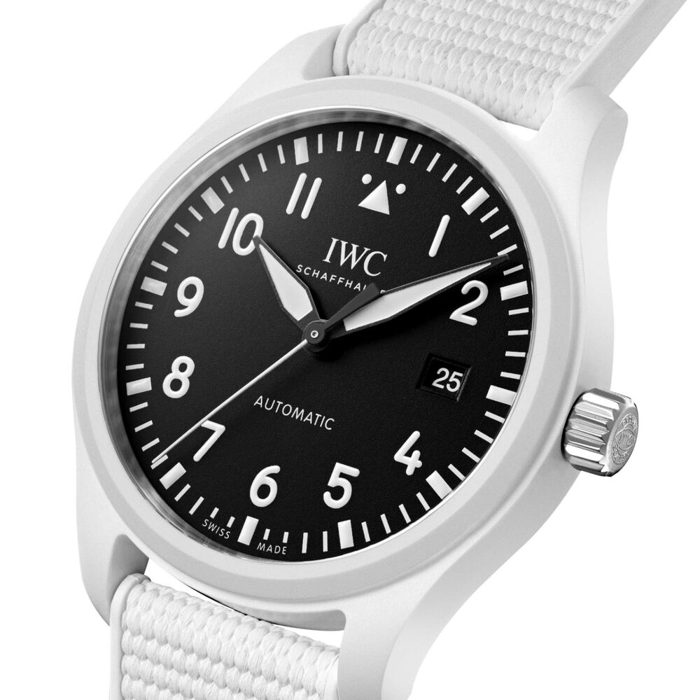 IWC Schaffhausen Pilot's Top Gun Lake Tahoe 41mm Black Dial White Rubber Strap Watch image number 1