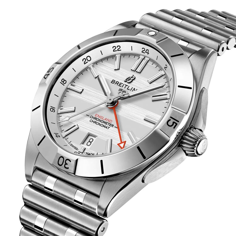Breitling Chronomat GMT Six Nations England 40mm White Dial Steel Bracelet Watch image number 2