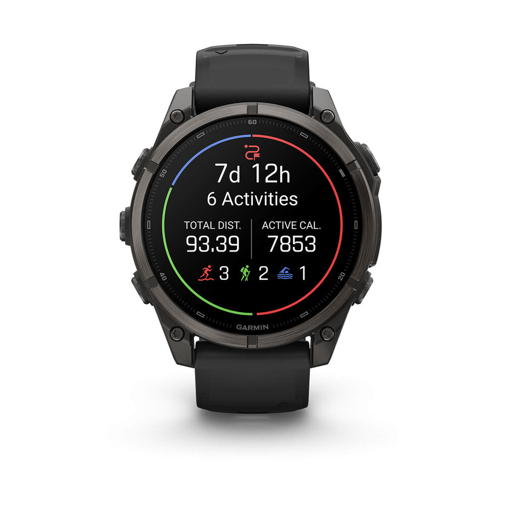 Garmin fenix 9 47mm Carbon Grey DLC Titanium Black Silicone Strap Watch