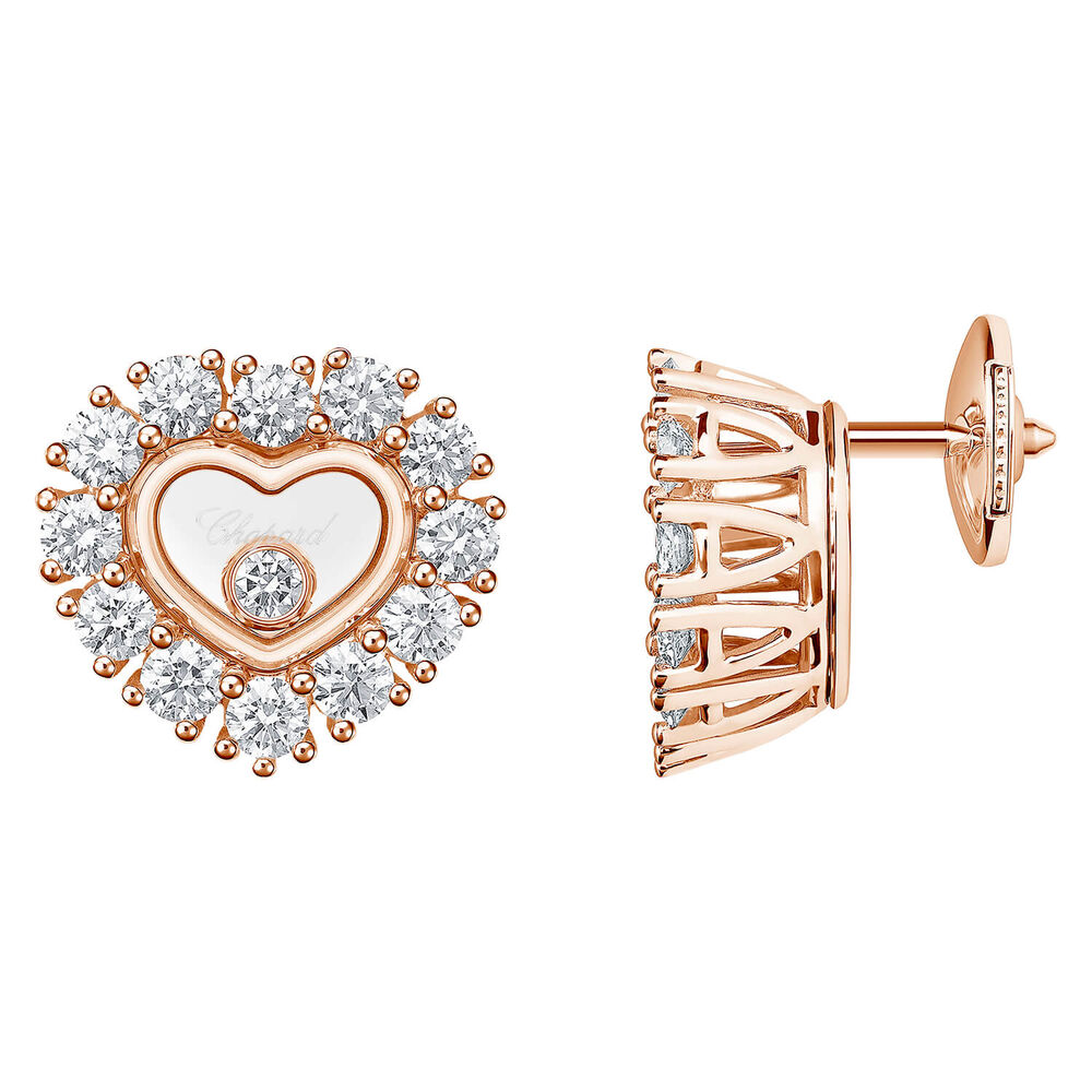 Chopard Happy Diamonds 18ct Rose Gold 1.23ct Diamond Heart Stud Earrings