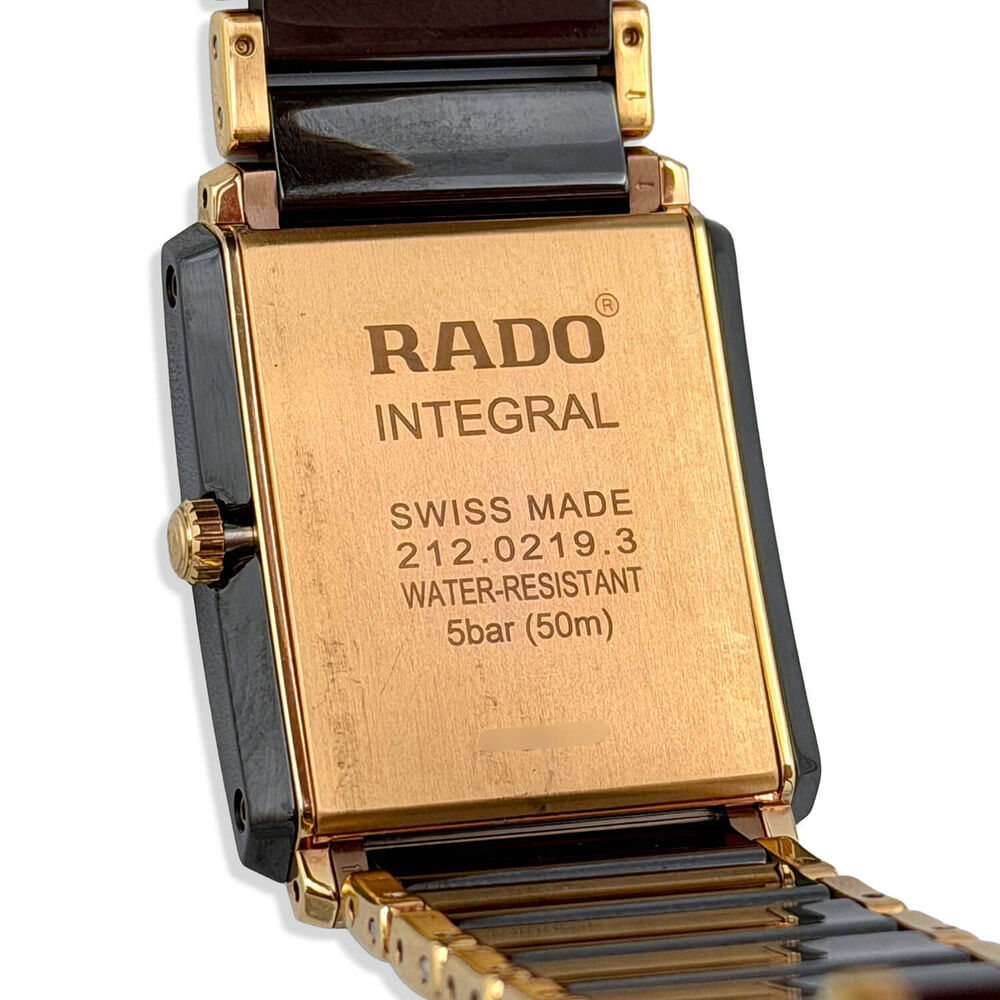 Pre-Owned Rado Integral 31mm Black Dial Diamond Dots Brown Ceramic Watch