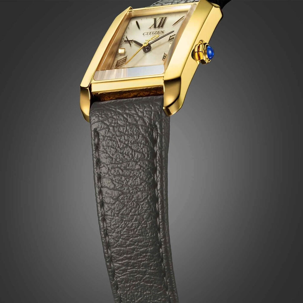 Citizen Bianca 19mm White Dial Black Leather Strap Watch