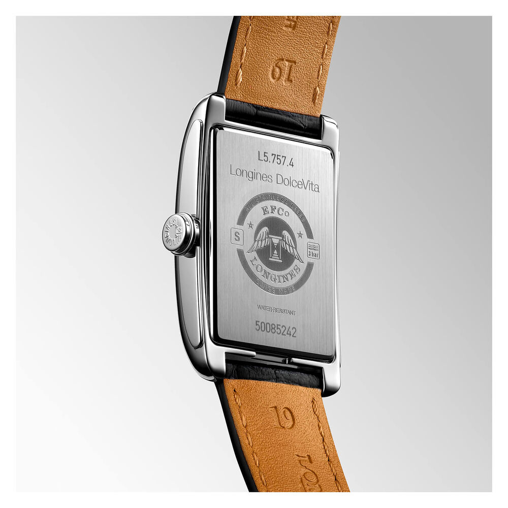 Longines DolceVita Silver Dial Roman Numerals Black Leather Strap Watch image number 4