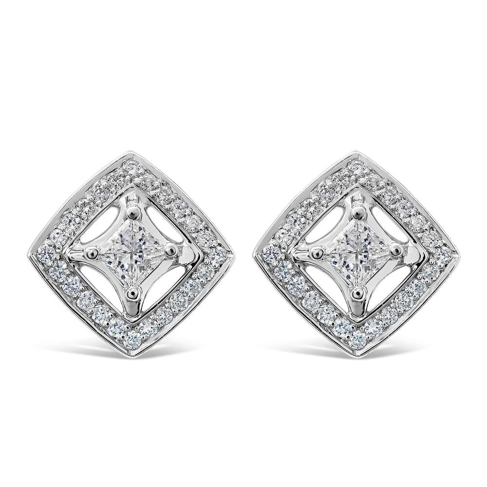 18ct White Gold 0.32 Diamond Shape Earrings image number 3