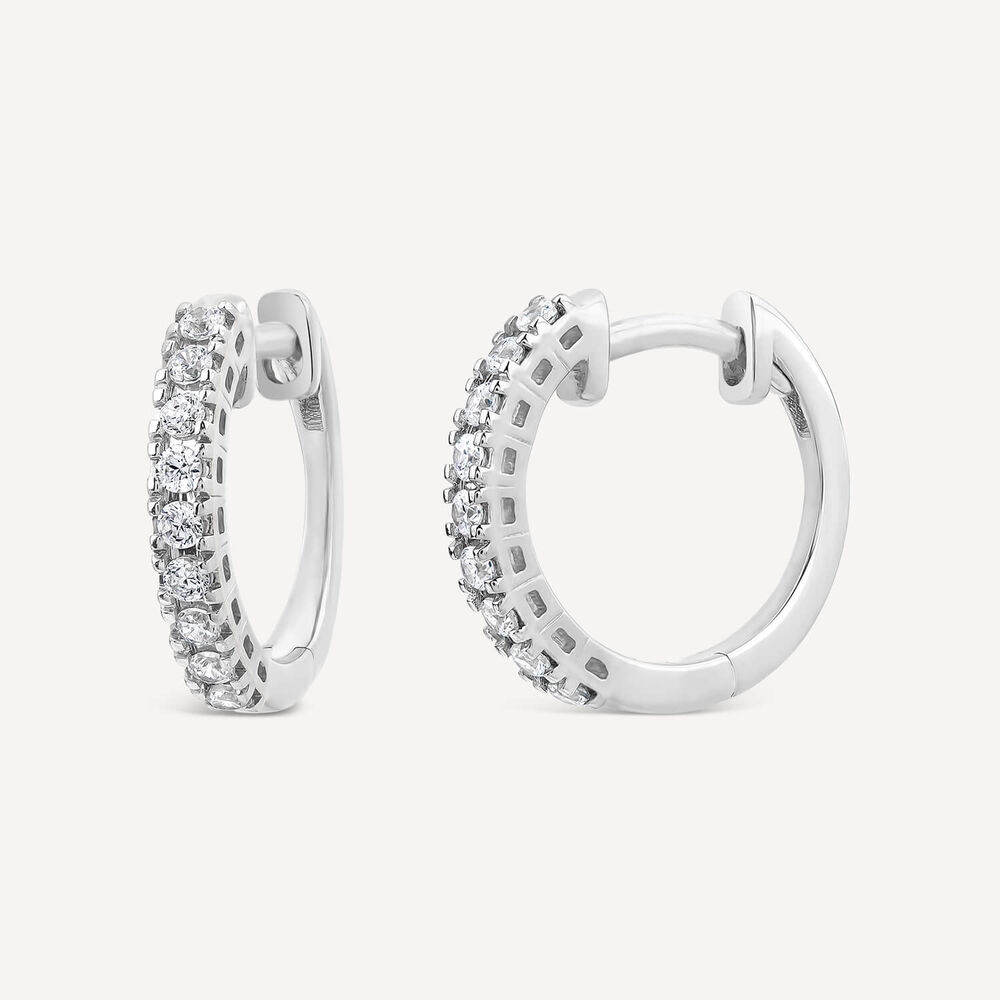 9ct White Gold 0.33ct Diamond Huggie Eternal Hoop Earrings
