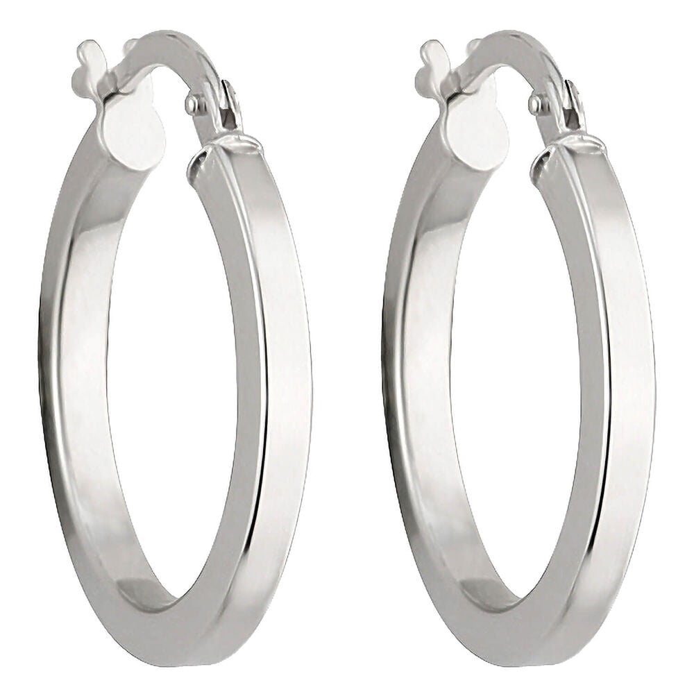 9ct white gold small square edge hoop earrings image number 0