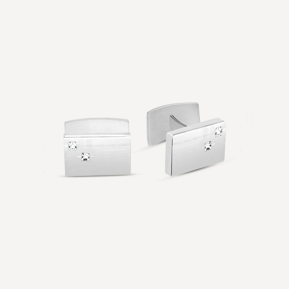 Silver cubic zirconia cufflinks