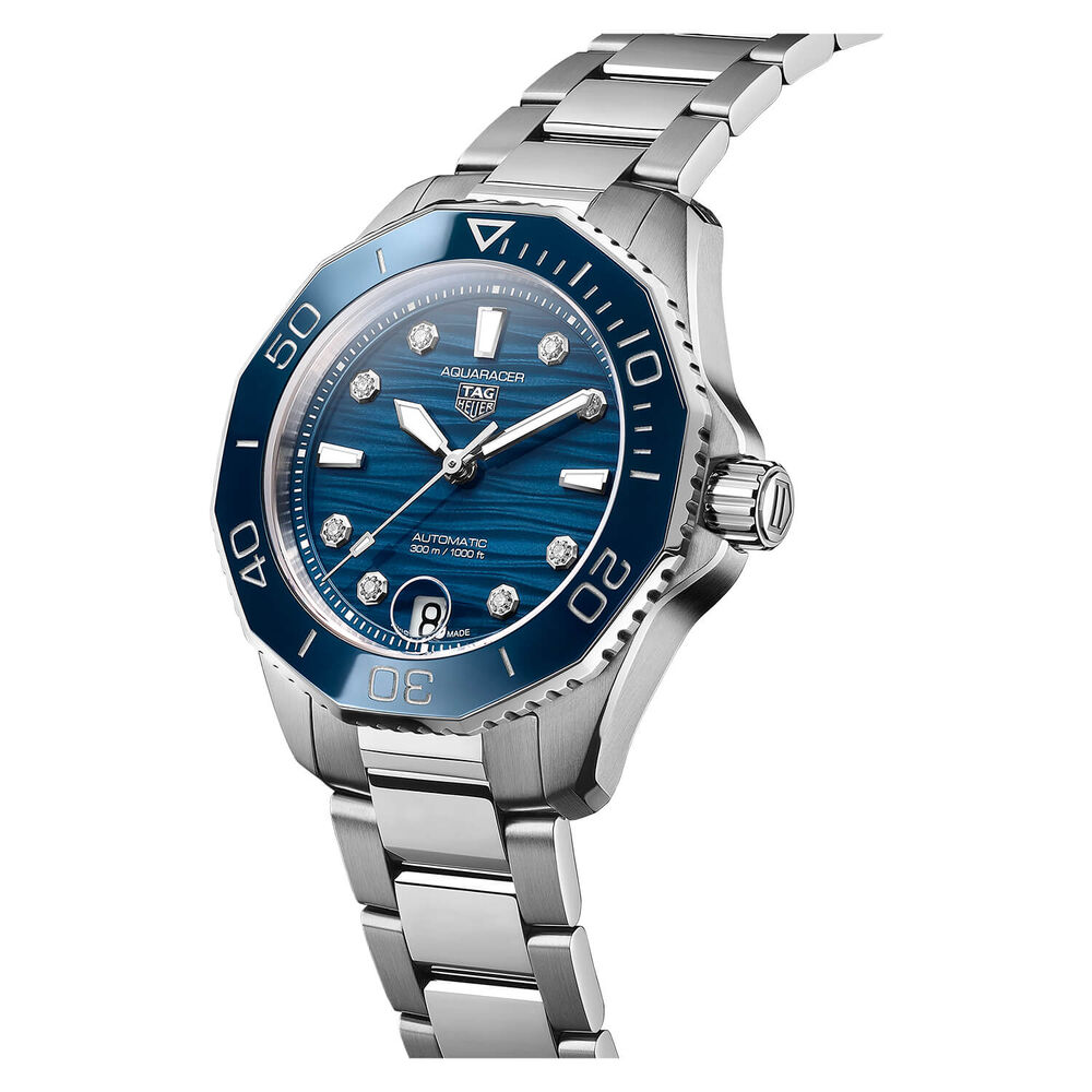 TAG Heuer Aquaracer 36mm Blue Blue Bezel Steel Case Bracelet Watch