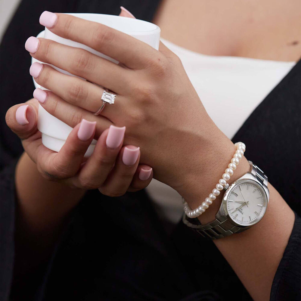 Tissot PR 100 34mm White Mother of Pearl Dial Stainless Steel Bracelet Watch image number 4