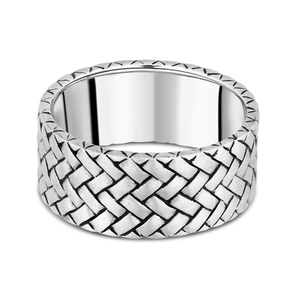 Gents Sterling Silver Plaited Wide Band Ring image number 4