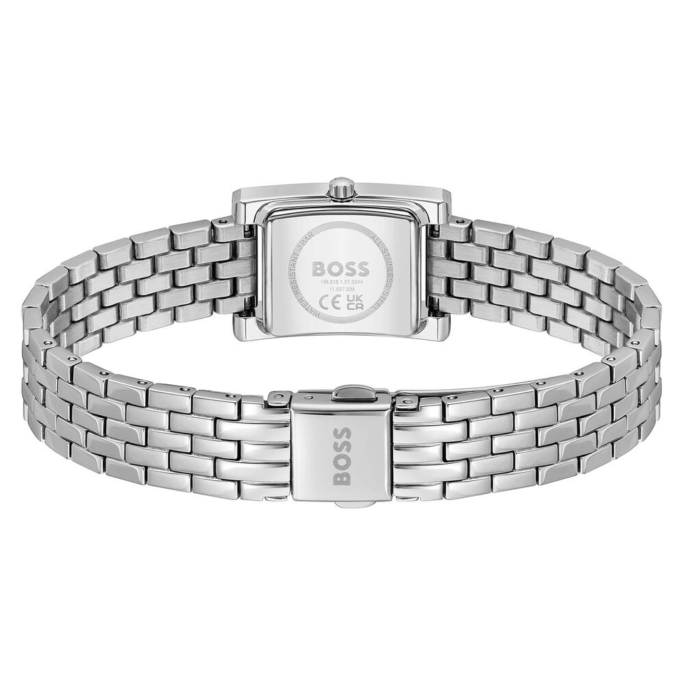 BOSS Lucy Precious 18x28mm Rectangular Silver Dial Crystal Bezel Steel Bracelet Watch image number 3