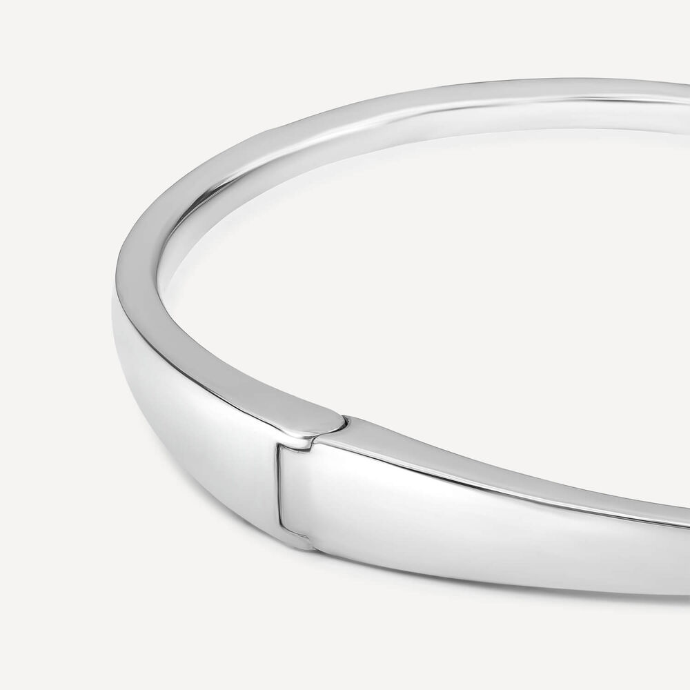 Sterling Silver Cubic Zirconia Open Nail Bangle