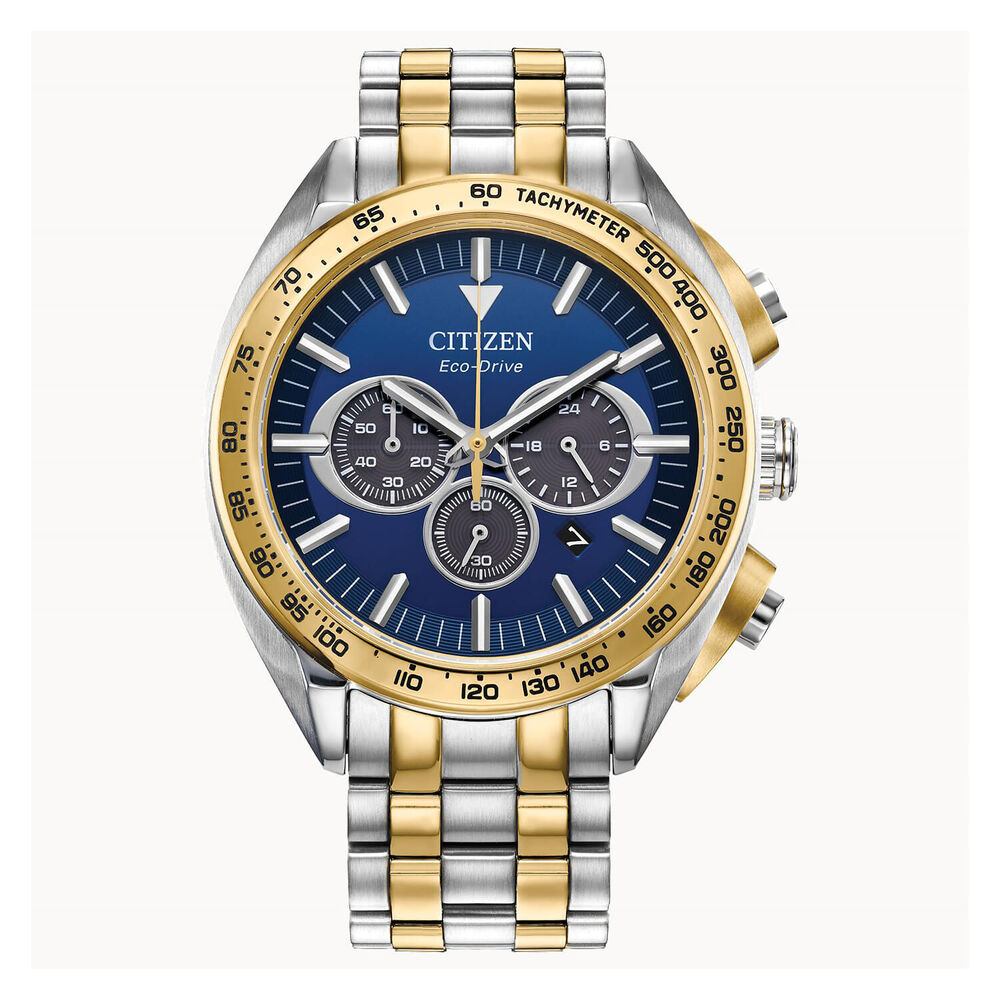Citizen Sport Luxury 43mm Blue Dial Steel & Yellow Gold Plated Bracelet Watch