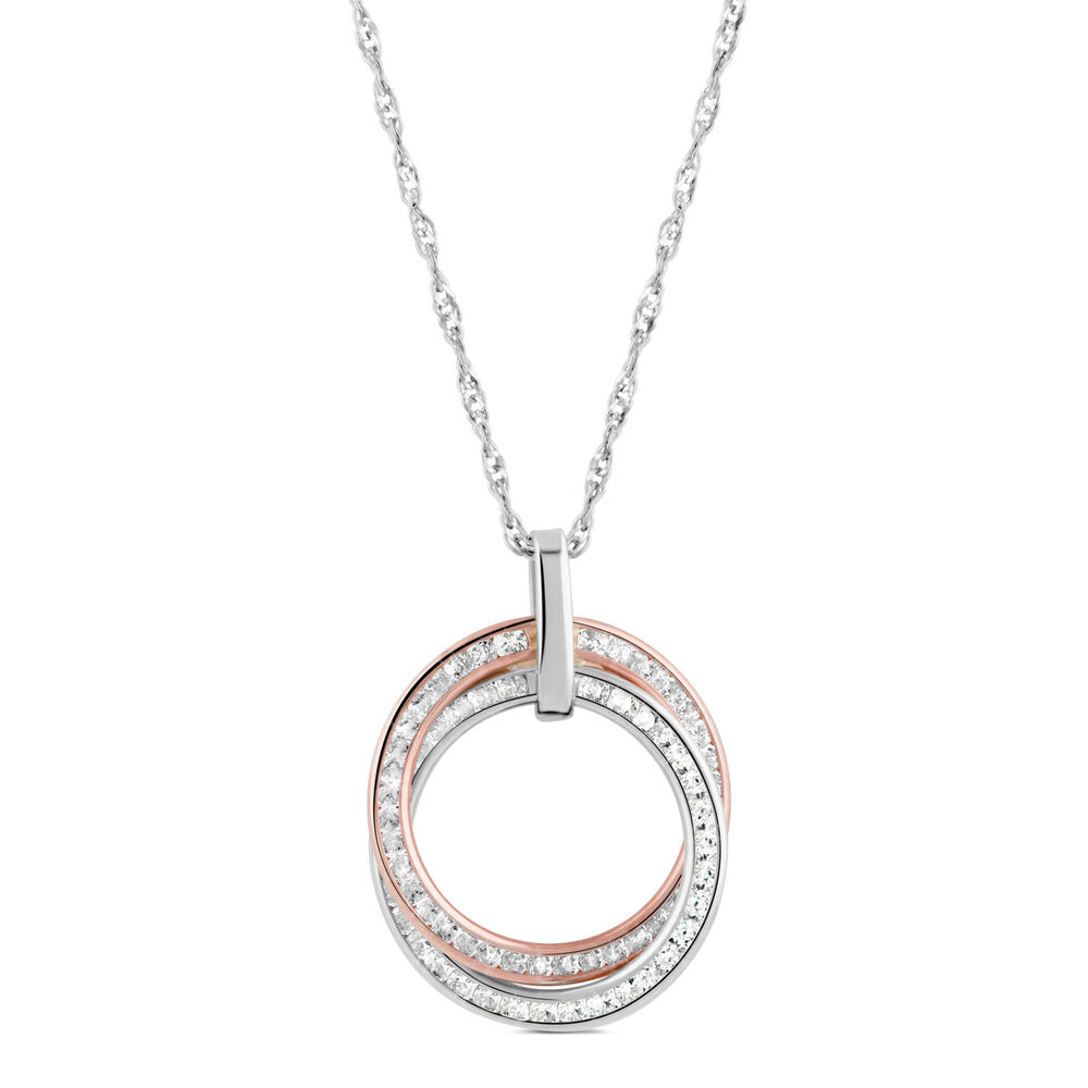 Special Price - 9ct White & Rose Gold Circle Pendant (Chain Included)
